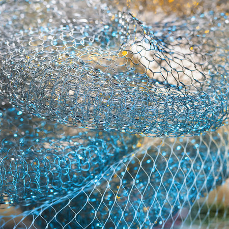 Abstract texture. Metallic color abstract. Twisted shiny metal wire. Selective soft focus