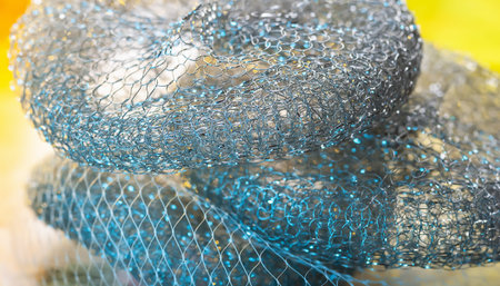 Abstract texture. Colored metallic abstract. Twisted shiny metal wire. Soft focus