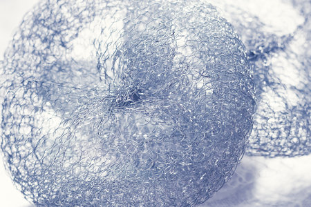 Abstract texture. Monochrome metallic abstract. Twisted metal wire. Selective soft focusの写真素材