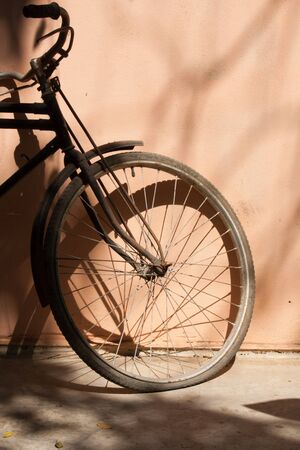Vintage bicycle at the city in the lonely dayの写真素材