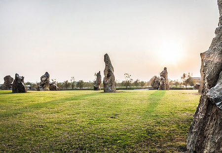 Abstract background of beautiful nature rocks garden in Thailandの写真素材