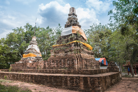 A beautiful old temple in Saraburi, Wat Takhae, Thailandの写真素材