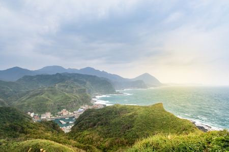 View of mountains and nature on the east coast of Taiwan, Bitou Lighthouse Cape.の写真素材
