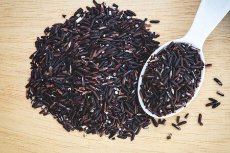 rice berry organic rice on white background, black rice Thailandの写真素材