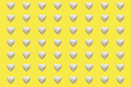 pattern with white heart on yellow background