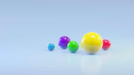 3d rendering geometric shapes background colorful ballsの写真素材