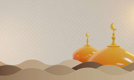 Ramadan Background, copy space text area, 3D illustrationの写真素材