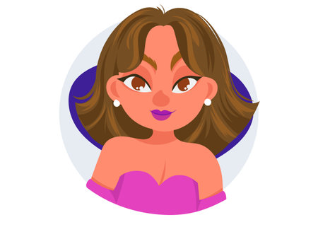 halloween idea costume woman with brown hair, pretty portraits for social networks or user profiles in internet, icon costume party, cartoon vector illustration young femaleのイラスト素材