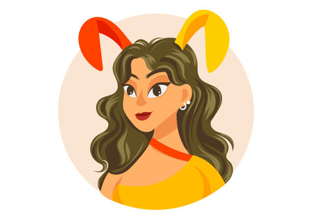 Avatar illustration cartoon young female characters faces, halloween idea woman with colorful hair, pretty portraits for social networks or user profiles in internet, icon costuのイラスト素材