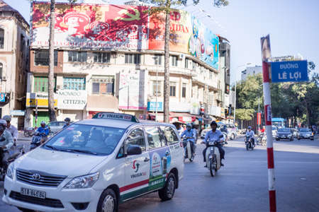 Ho chi minh city, Vietnam, April 22 2016.Vehicle of the people in Ho Chi Minh City.のeditorial素材