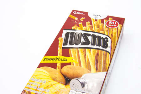 Bangkok, Thailand, May 29 2020.Pretz original Crispy biscuits with real potatoes which will make you enjoy the crunchy texture that is full of aromas and full flavors of authentic potatoes.のeditorial素材