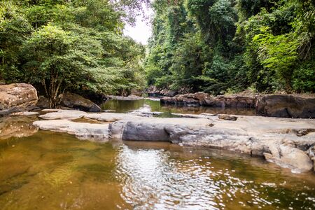 The water here comes from the waterfall.の写真素材