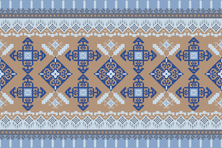 Intricate Blue and Beige Portuguese-Inspired Tile Pattern with Geometric and Ornamental Motifs in a Symmetrical Layoutのイラスト素材