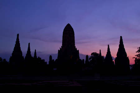Sunset, the ancient Ayutthaya, Thailand の写真素材