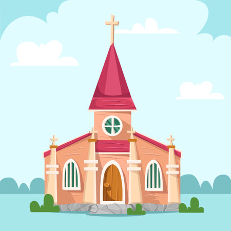 Chruch building cartoon. vector art illustration flat designのイラスト素材