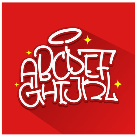 Handlettering Graffiti Alphabet. Handlettering Graffiti Fontのイラスト素材