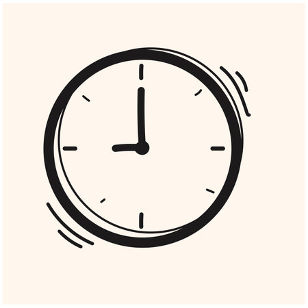 hand drawn Time and clock vector linear icons.Time management. Timer, speed, alarm, time management, calendar symbol illustration vector. doodleのイラスト素材