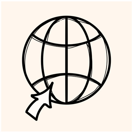 Click to open website or internet art icon for apps and websites, hand drawn doodleのイラスト素材