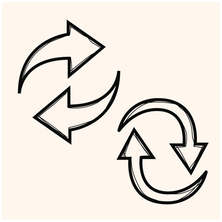 double reverse circular swap arrow icon doodle illustration vectorのイラスト素材