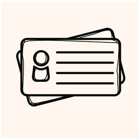 Id card icon in doodle style. Identity tag vector illustration on isolated background. Driver licence business concept.hand drawn styleのイラスト素材