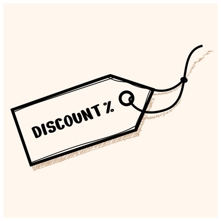 discount tag hand drawn, discount label doodle iconのイラスト素材