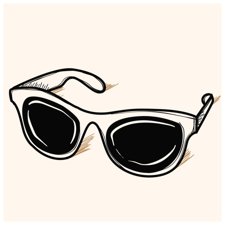 Vector illustration. Hand drawn doodle retro sunglasses horn rimmed glasses. Cartoon sketch. Decoration for greeting cards, posters, emblems, wallpapersのイラスト素材