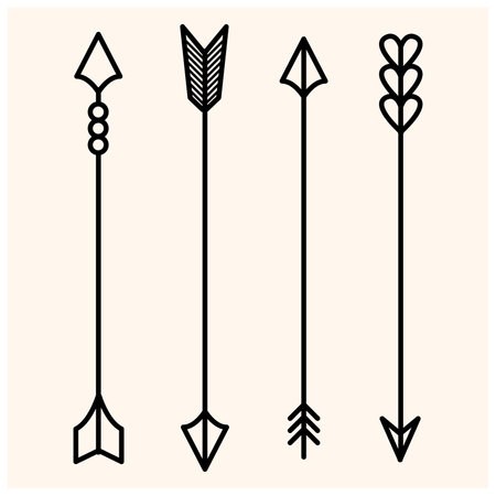 Set of black hand drawn arrows. Hipster ethnic vector elementsのイラスト素材