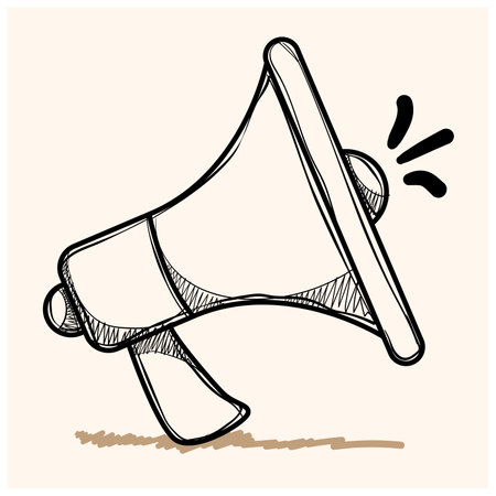 Megaphone doodle illustration, hand drawn loudspeaker iconのイラスト素材