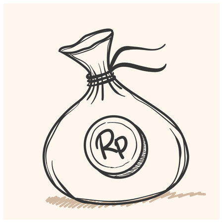 Hand drawn money bag element. Doodle sketch style. Drawing line simple money bag icon. Isolated vector illustration.のイラスト素材