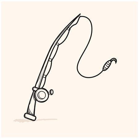 fishing rod tool doodle vectorのイラスト素材