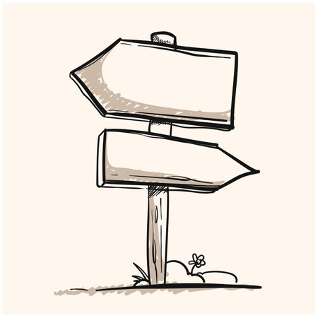 doodle wood signs and arrowsのイラスト素材