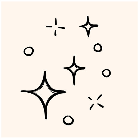 doodle set of vector stars sparkle icon, clean surface icon. Glowing light effect stars and shining burst. isolated on white background. vector illustrationのイラスト素材