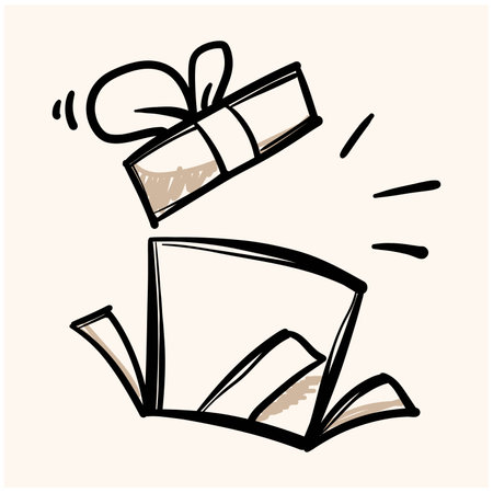 hand drawn doodle gift box symbol for give away illustration vector isolatedのイラスト素材