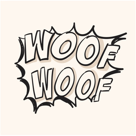 Hand drawn speech bubble with inscription WOOFのイラスト素材