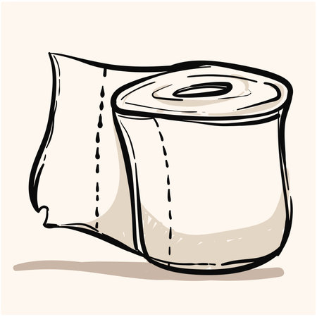 Roll of toilet paper contour drawing for coloring.のイラスト素材