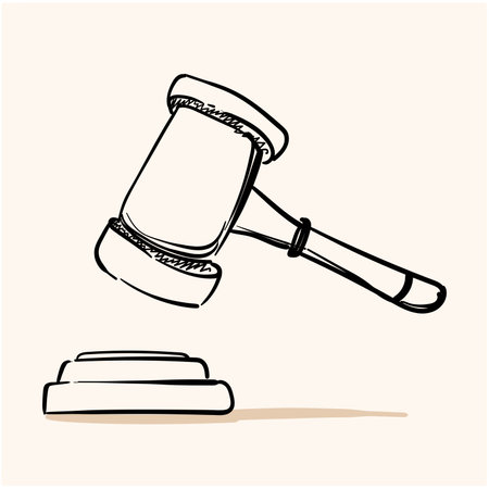 Auction hammer doodle icon vectorのイラスト素材
