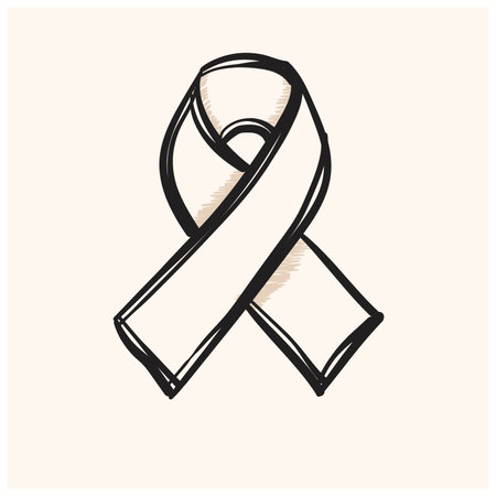Awareness band icon in doodle sketch lines. Aids HIV breast cancer healthcare medicalのイラスト素材