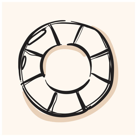Ring buoy icon in doodle sketch lines. Safety equipment sea swimming water drowningのイラスト素材