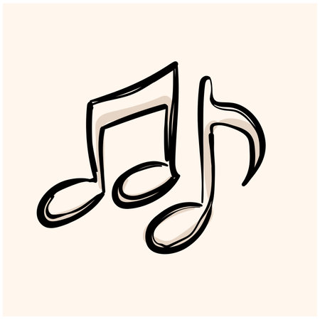 Music notes icon in doodle sketch lines. Musical sheets sign crotchets quaverのイラスト素材