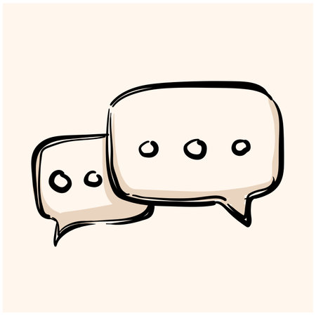 Chat sign icon in doodle sketch lines. Communication conversation social business media globalのイラスト素材