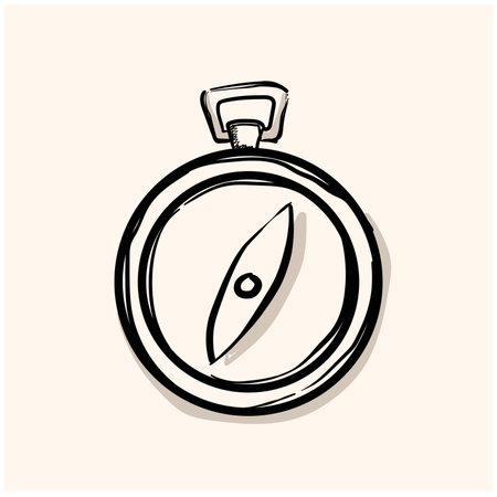 Compass icon in doodle sketch lines. Direction north south lost locateのイラスト素材
