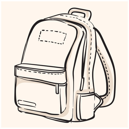 School Backpack Doodle line art, Trendy Teacher Bag Communication Chat Elementsのイラスト素材
