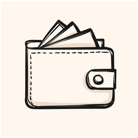 Modern wallet doodle. Doodle line art. Doodle wallet in modern line style.のイラスト素材