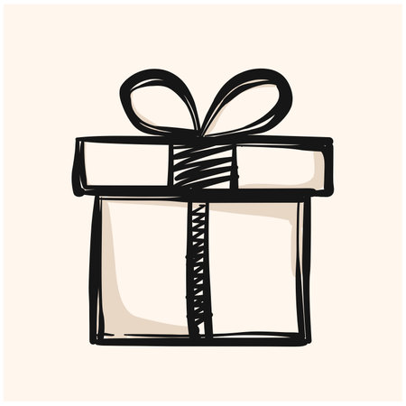 Simple gift doodle. Doodle pictogram. doodle line art sign for mobile apps and websites.のイラスト素材