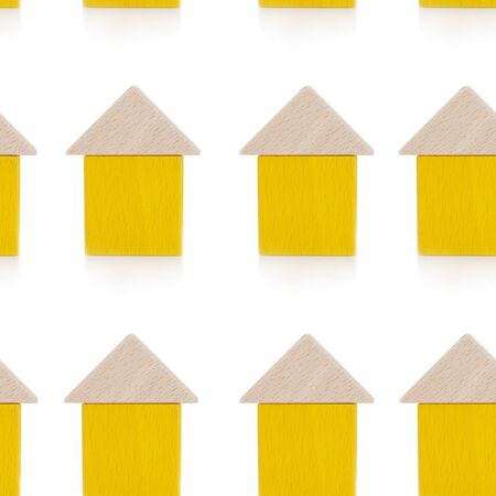 small wooden block houses, seamless patternの写真素材
