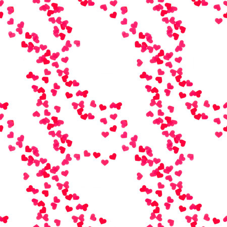Heart shaped paper confetti, seamless pattern