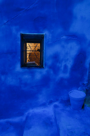 Colorful street of the Kasbah of the Udayas in Rabat, Morocco, Africaの写真素材