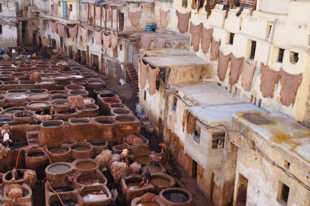 Tannery in Fez, Morocco,Northern Africaのeditorial素材