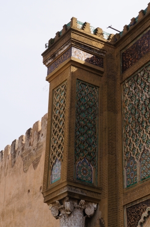 Beautiful detail of Bab el-Mansour gate decorated with  zellij  mosaic ceramic tiles の写真素材