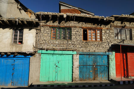 Colorful doors at Kargil, Ladakh,Northern Indiaの写真素材